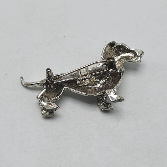 Silver Tone Dachshund Dog Pin Brooch Vintage - Picture 4 of 5